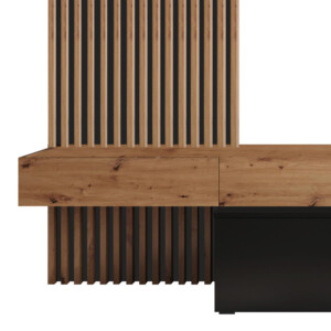 Σύνθετο σαλονιού Litende pakoworld μαύρο-sonoma μελαμίνης 249.5x42x199.5εκ-192-000033