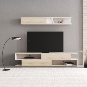 Σύνθετο σαλονιού Brick pakoworld σε oak-κρεμ απόχρωση 240x40x50.4εκ-192-000045