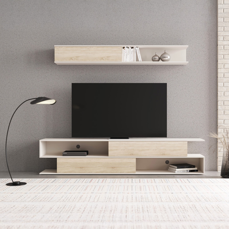 Σύνθετο σαλονιού Brick pakoworld σε oak-κρεμ απόχρωση 240x40x50.4εκ-192-000045 Σύνθετο σαλονιού Brick pakoworld σε oak-κρεμ απόχρωση 240x40x50.4εκ-192-000045