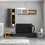 Σύνθετο σαλονιού Calvados pakoworld σε oak-ανθρακί απόχρωση-192-000048