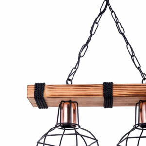 Φωτιστικό οροφής δίφωτο PWL-1033 pakoworld Ε27 καρυδί-μαύρο 40x15x60εκ-193-000005