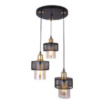 Φωτιστικό οροφής τρίφωτο PWL-1045 pakoworld Ε27 μαύρο-χρυσό Φ30x85εκ-193-000015