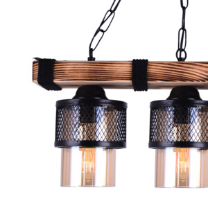 Φωτιστικό οροφής τρίφωτο PWL-1046 pakoworld Ε27 μαύρο-καρυδί 50x15x65εκ-193-000016