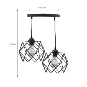 Φωτιστικό οροφής δίφωτο Zocie pakoworld Ε27 μαύρο Φ30x70εκ-193-000072