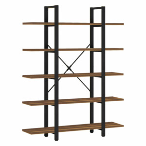 Βιβλιοθήκη Esthon pakoworld καρυδί-μαύρο μέταλλο 120x28x180εκ-197-000228