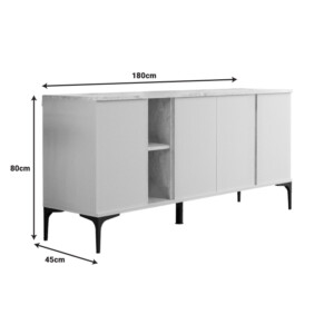 Μπουφές Vetine pakoworld σε γκρι-μπεζ απόχρωση και επιφάνεια σε όψη μαρμάρου 180x45x80εκ-197-000268