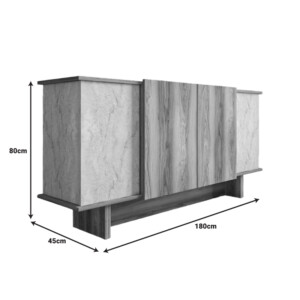 Μπουφές Aramos pakoworld σε καρυδί απόχρωση με εφέ μαρμάρου 180x45x80εκ-197-000270