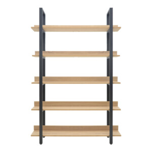 Βιβλιοθήκη Almond pakoworld σε oak-μαύρη απόχρωση 120x29x185εκ-197-000290