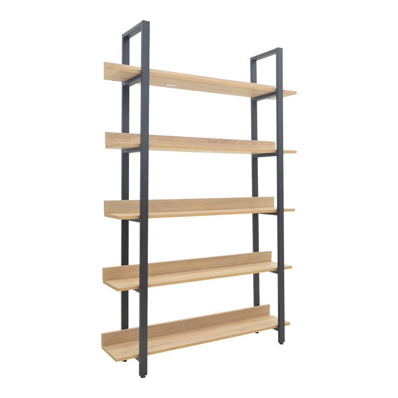 Βιβλιοθήκη Almond pakoworld σε oak-μαύρη απόχρωση 120x29x185εκ-197-000290