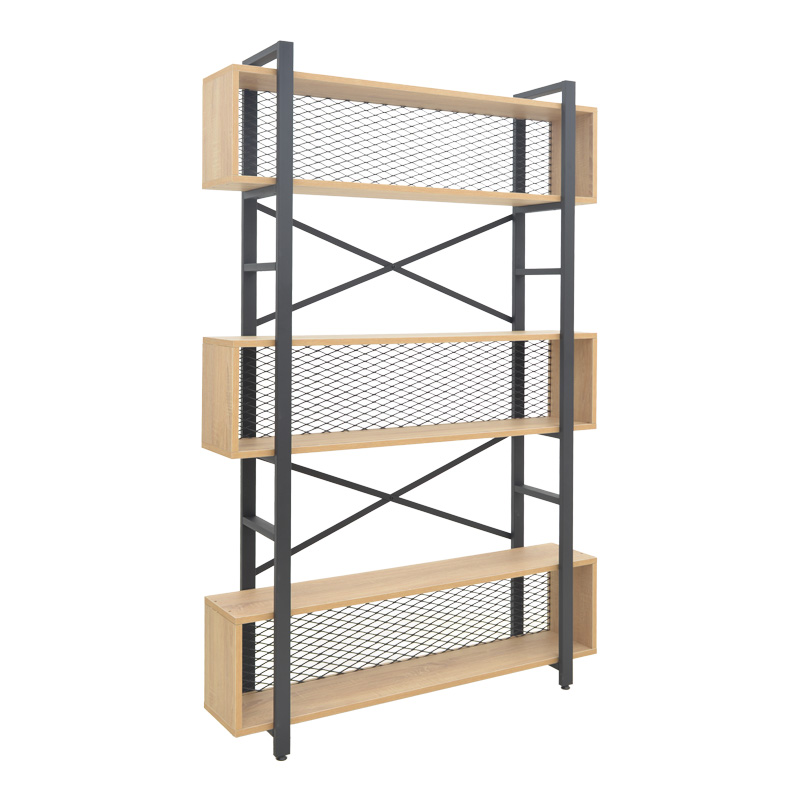 Βιβλιοθήκη Fifer pakoworld σε oak-μαύρη απόχρωση 120x28x185εκ-197-000291 Βιβλιοθήκη Fifer pakoworld σε oak-μαύρη απόχρωση 120x28x185εκ-197-000291