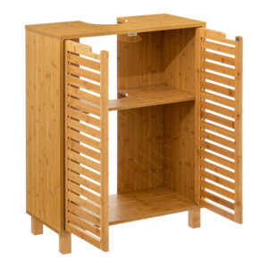 Πάγκος-ντουλάπι μπάνιου Sicela pakoworld χρώμα φυσικό 60x28x80εκ-199-000509