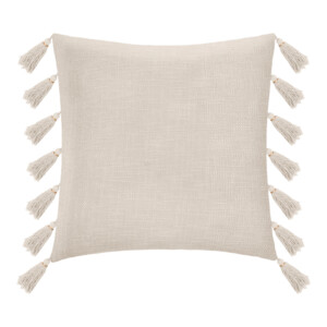 Μαξιλάρι διακοσμητικό Erden pakoworld με κρόσσια ύφασμα σε ιβουάρ απόχρωση 50x50εκ-199-000611