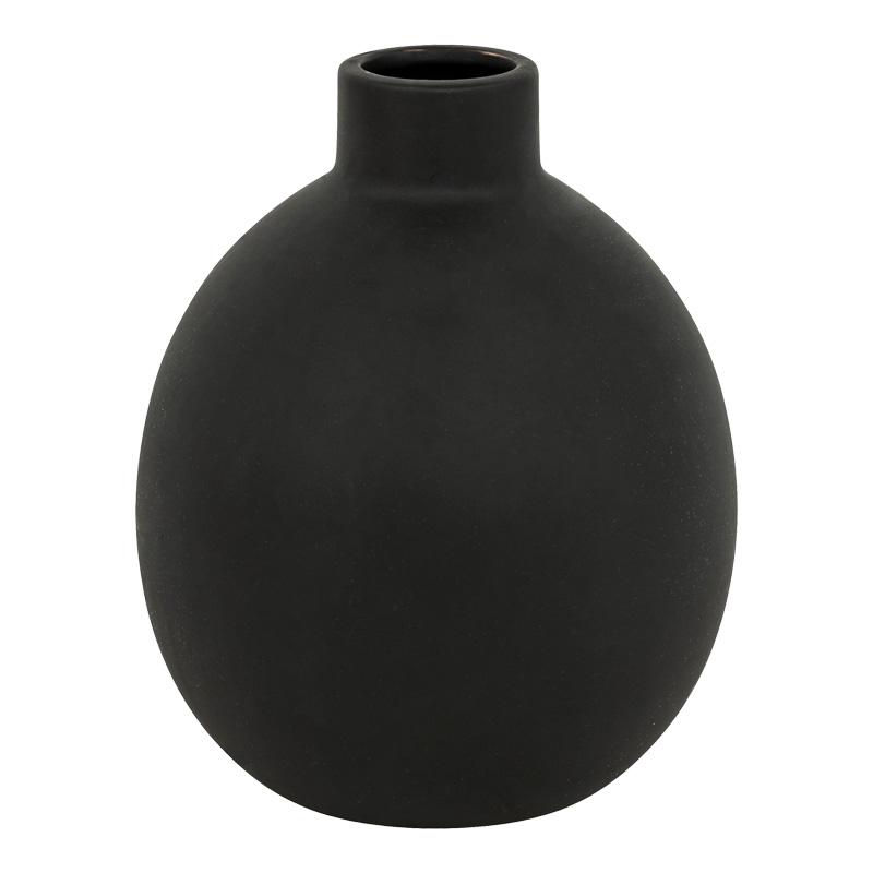 Βάζο Rianzo pakoworld κεραμικό σε μαύρη απόχρωση Φ14.5x18εκ-199-000647