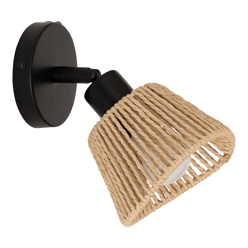 Φωτιστικό τοίχου-απλίκα Hender pakoworld σε φυσική-μαύρη απόχρωση Φ10x19.5εκ-199-000678 Φωτιστικό τοίχου-απλίκα Hender pakoworld σε φυσική-μαύρη απόχρωση Φ10x19.5εκ-199-000678