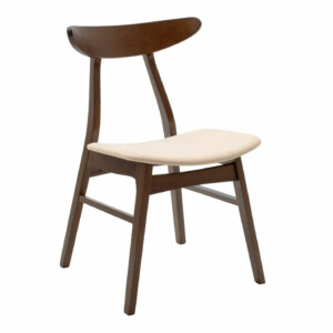 Tραπεζαρία Benson - Orlean pakoworld σετ 5τμχ καρυδί - ύφασμα μπεζ 80x80x75εκ-200-000176