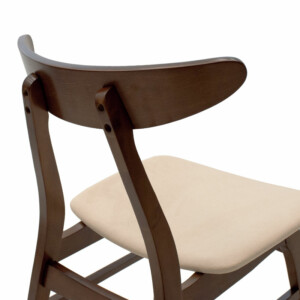 Tραπεζαρία Benson - Orlean pakoworld σετ 5τμχ καρυδί - ύφασμα μπεζ 80x80x75εκ-200-000176