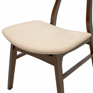 Tραπεζαρία Benson - Orlean pakoworld σετ 5τμχ καρυδί - ύφασμα μπεζ 80x80x75εκ-200-000176