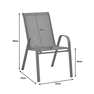 Τραπεζαρία Calan-Watson σετ 3τεμ pakoworld μέταλλο μαύρο-textilene μαύρο Φ60x70εκ-200-000305