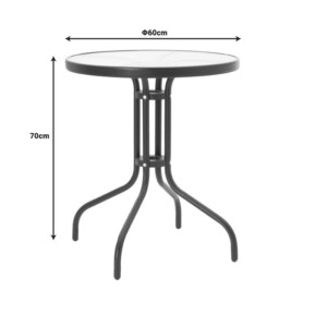 Τραπεζαρία Calan-Watson σετ 3τεμ pakoworld μέταλλο μαύρο-textilene μαύρο Φ60x70εκ-200-000305