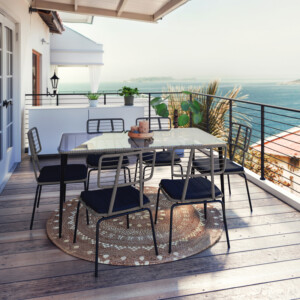 Τραπεζαρία Naoki σετ 7τεμ pakoworld μέταλλο μαύρο pe γκρι.-200-000355