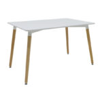 Tραπεζαρία Natali-Gaston σετ 5τμχ λευκό σε απόχρωση λευκό-φυσικό 120x80x73εκ-200-000635