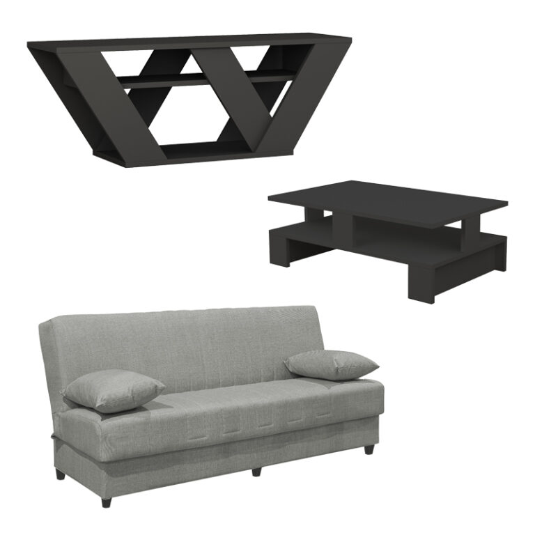 Φοιτητικό πακέτο επίπλων σαλονιού New Living 9 pakoworld σετ 3 τμχ-200-000684