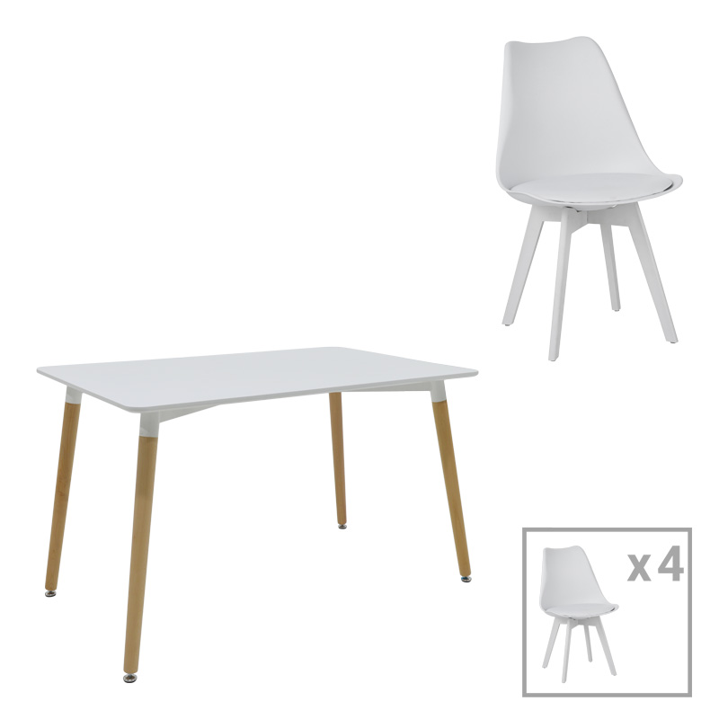 Φοιτητικό πακέτο τραπεζαρίας Natali-Gaston pakoworld σετ 5τεμ λευκό 120x80x76εκ-200-000733 Φοιτητικό πακέτο τραπεζαρίας Natali-Gaston pakoworld σετ 5τεμ λευκό 120x80x76εκ-200-000733