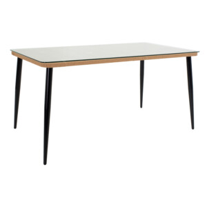 Τραπεζαρία Naoki B pakoworld σετ 7 τμχ rattan φυσικό-μαύρο μέταλλο-γυαλί 160x90x78εκ-200-000754