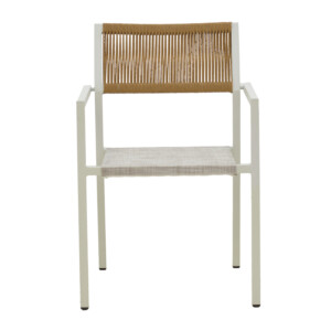 Τραπεζαρία Savor-Kliton σετ 5τεμ pakoworld λευκό αλουμίνιο και rattan σε φυσικό χρώμα 80x80x74εκ-200-000787