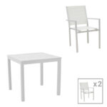 Τραπεζαρία Zacreta- Kliton σετ 3τεμ pakoworld αλουμίνιο σε λευκή απόχρωση 80x80x74εκ-200-000805