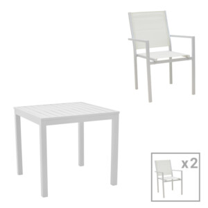 Τραπεζαρία Zacreta- Kliton σετ 3τεμ pakoworld αλουμίνιο σε λευκή απόχρωση 80x80x74εκ-200-000805