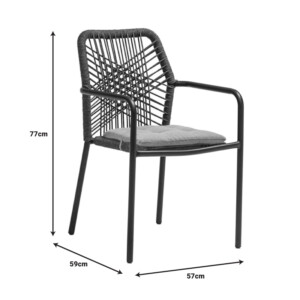 Τραπεζαρία Kliton-Kherson σετ 5τεμ pakoworld αλουμίνιο σε ανθρακί απόχρωση 80x80x74εκ-200-000846