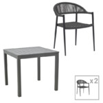 Τραπεζαρία Kliton-Freiburg σετ 3τεμ pakoworld αλουμίνιο σε ανθρακί απόχρωση 80x80x74εκ-200-000849