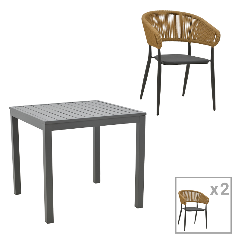 Τραπεζαρία Kliton-Raven σετ 3τεμ pakoworld αλουμίνιο σε ανθρακί απόχρωση 80x80x74εκ-200-000857 Τραπεζαρία Kliton-Raven σετ 3τεμ pakoworld αλουμίνιο σε ανθρακί απόχρωση 80x80x74εκ-200-000857