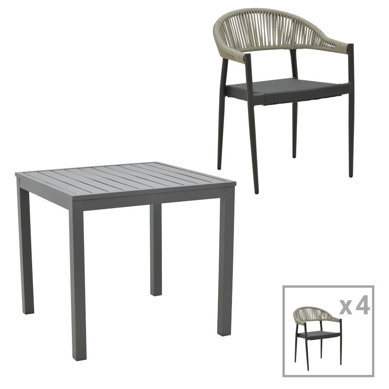 Τραπεζαρία Kliton- Elation σετ 5τεμ pakoworld αλουμίνιο σε ανθρακί απόχρωση 80x80x74εκ-200-000860 Τραπεζαρία Kliton- Elation σετ 5τεμ pakoworld αλουμίνιο σε ανθρακί απόχρωση 80x80x74εκ-200-000860