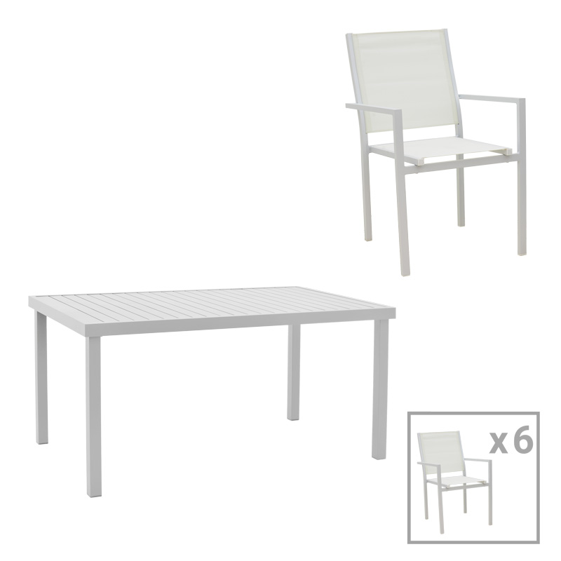 Τραπεζαρία Zacreta-Kliton σετ 7τεμ pakoworld αλουμίνιο σε λευκή απόχρωση 150x80x74εκ-200-000878 Τραπεζαρία Zacreta-Kliton σετ 7τεμ pakoworld αλουμίνιο σε λευκή απόχρωση 150x80x74εκ-200-000878