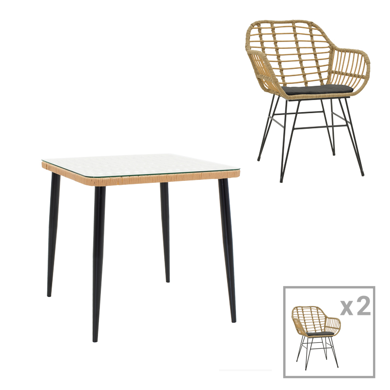 Τραπεζαρία Naoki V σετ 3τεμ pakoworld rattan pe σε φυσική απόχρωση και μαύρο μέταλλο 80x80x78εκ-200-000958 Τραπεζαρία Naoki V σετ 3τεμ pakoworld rattan pe σε φυσική απόχρωση και μαύρο μέταλλο 80x80x78εκ-200-000958