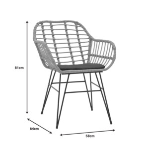 Τραπεζαρία Naoki Χ σετ 7τεμ pakoworld rattan pe σε φυσική απόχρωση και μαύρο μέταλλο 160x90x78εκ - Image 12