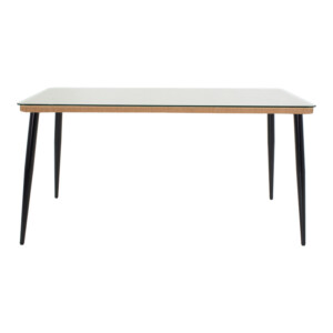 Τραπεζαρία Naoki Χ σετ 7τεμ pakoworld rattan pe σε φυσική απόχρωση και μαύρο μέταλλο 160x90x78εκ-200-000961