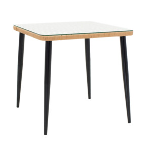 Τραπεζαρία Naoki U σετ 5τεμ pakoworld rattan pe σε φυσική απόχρωση και μαύρο μέταλλο 80x80x78εκ-200-000963