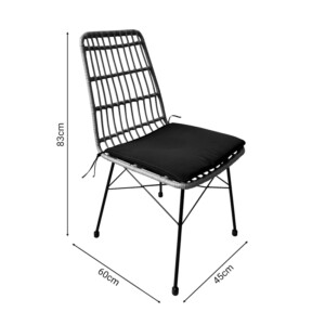 Τραπεζαρία Naoki U σετ 5τεμ pakoworld rattan pe σε φυσική απόχρωση και μαύρο μέταλλο 80x80x78εκ-200-000963