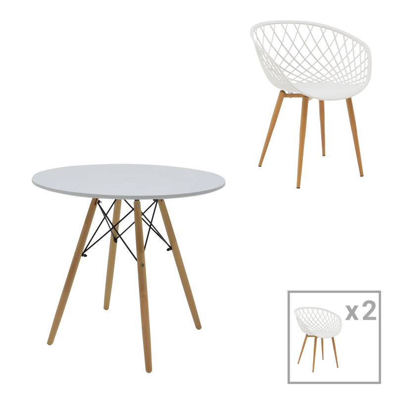 Τραπεζαρία Ezra-Julita pakoworld σετ 3τεμ pp-mdf σε λευκό-φυσική απόχρωση Φ80x73εκ-200-000990 Τραπεζαρία Ezra-Julita pakoworld σετ 3τεμ pp-mdf σε λευκό-φυσική απόχρωση Φ80x73εκ-200-000990