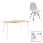 Τραπεζαρία Julita-Cuba pakoworld σετ 5τεμ pp-mdf σε λευκή-sonoma απόχρωση120x80x75εκ-200-001003