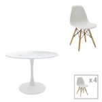 Τραπεζαρία Julita-Balou pakoworld σετ 5τεμ pp-mdf λευκo Φ100x73εκ-200-001006