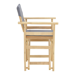 Καρέκλα-πολυθρόνα σκηνοθέτη Kompa pakoworld μασίφ σε απόχρωση άβαφου ξύλου-πανί Nexus γκρι-200-001093