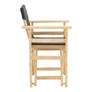 Καρέκλα-πολυθρόνα σκηνοθέτη Kompa pakoworld μασίφ σε απόχρωση άβαφου ξύλου-πανί Nexus μαυρο-200-001095