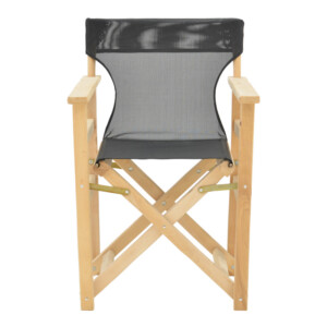 Καρέκλα-πολυθρόνα σκηνοθέτη Kompa pakoworld μασίφ σε απόχρωση άβαφου ξύλου-πανί Nexus μαυρο-200-001095