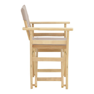 Καρέκλα-πολυθρόνα σκηνοθέτη Kompa pakoworld μασίφ σε απόχρωση άβαφου ξύλου-πανί Nexus γκρι-μπεζ-200-001096