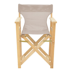 Καρέκλα-πολυθρόνα σκηνοθέτη Kompa pakoworld μασίφ σε απόχρωση άβαφου ξύλου-πανί Nexus γκρι-μπεζ-200-001096