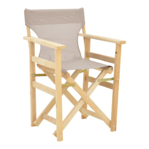 Καρέκλα-πολυθρόνα σκηνοθέτη Kompa pakoworld μασίφ σε απόχρωση άβαφου ξύλου-πανί Nexus γκρι-μπεζ-200-001096